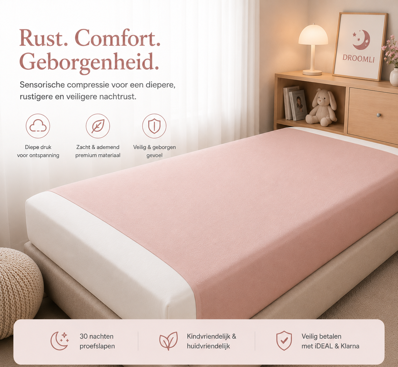 Droomli® Sensorisch Compressielaken (Roze)